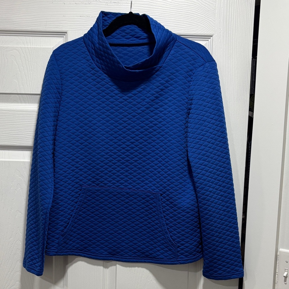 SHEIN Royal Blue Quilted Turtleneck Sweater